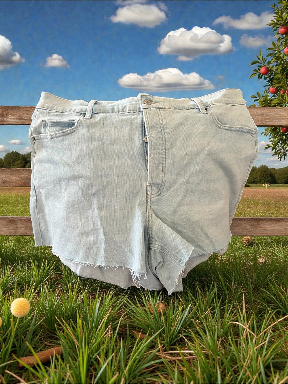 Old Navy Light Blue Denim shorts with Branded button fly